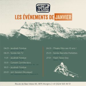 Evénements 7Peaks - Janvier
